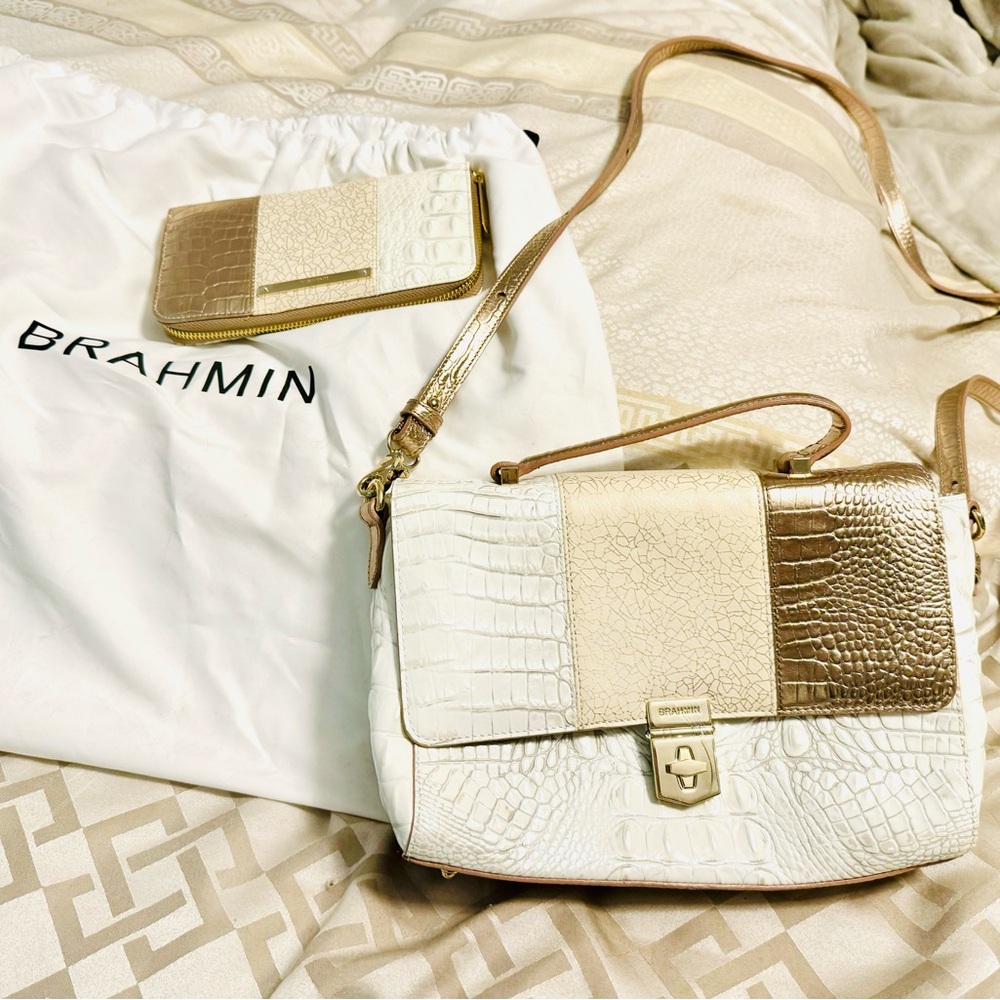 *RARE* Matching Brahmin Croc Leather Bag + Wallet NWOT